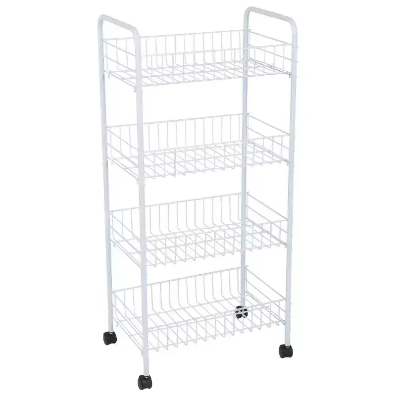 Simplify 4 Tier Rolling Cart: Steel Utility Storage, White, Spot Clean, Adult Assembly Required