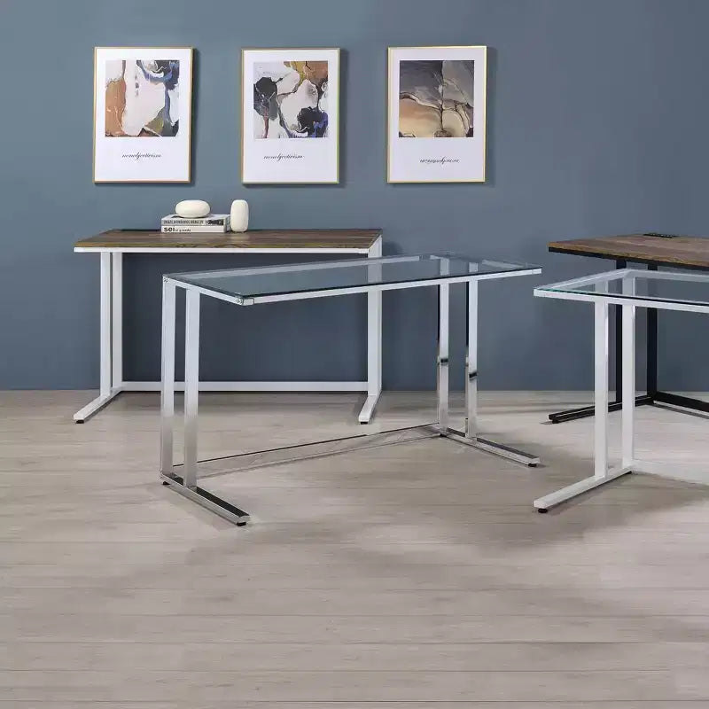 Bureaux informatiques en bois gris de 29 po de hauteur avec étagère de rangement ouverte