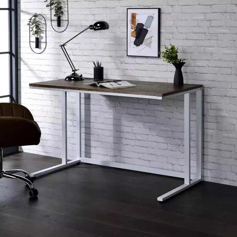 Bureaux informatiques en bois gris de 29 po de hauteur avec étagère de rangement ouverte