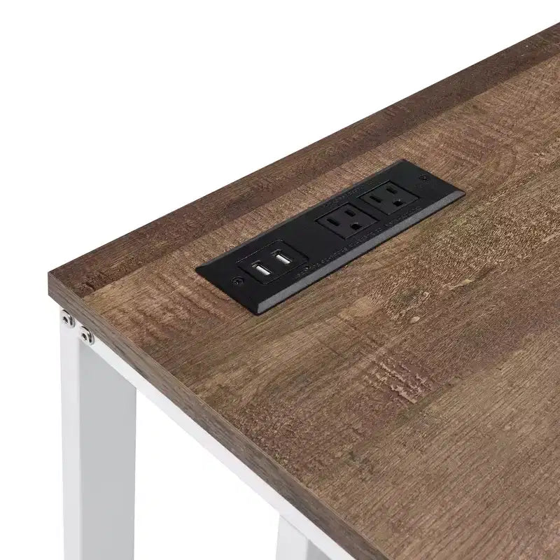 Bureaux informatiques en bois gris de 29 po de hauteur avec étagère de rangement ouverte