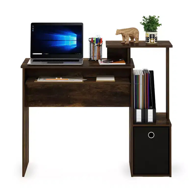 Bureaux informatiques en bois blanc de 73,66 cm de haut avec étagère de rangement ouverte