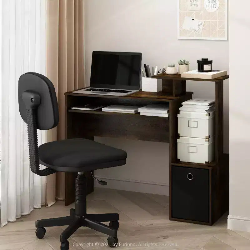 Bureaux informatiques en bois blanc de 73,66 cm de haut avec étagère de rangement ouverte
