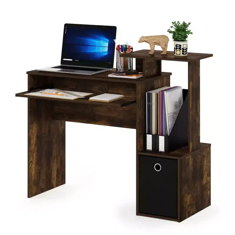 Bureaux informatiques en bois blanc de 73,66 cm de haut avec étagère de rangement ouverte