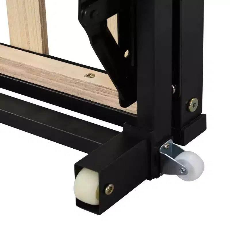Lit de repos rembourré avec lit gigogne escamotable, cadre de lit de repos double en bois avec lit gigogne extensible, lit de repos-canapé capitonné