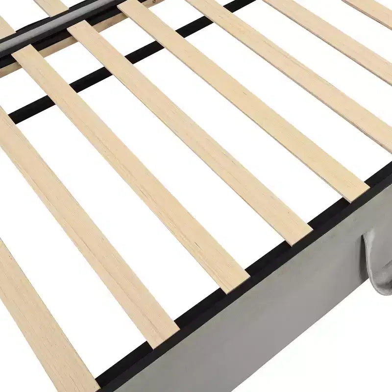 Lit de repos rembourré avec lit gigogne escamotable, cadre de lit de repos double en bois avec lit gigogne extensible, lit de repos-canapé capitonné