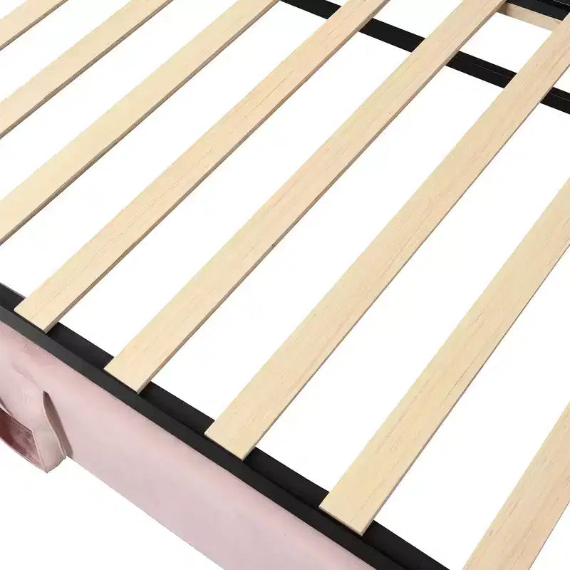 Lit de repos rembourré avec lit gigogne escamotable, cadre de lit de repos double en bois avec lit gigogne extensible, lit de repos-canapé capitonné