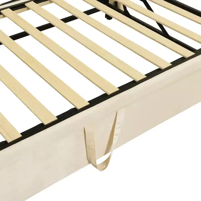 Lit de repos rembourré avec lit gigogne escamotable, cadre de lit de repos double en bois avec lit gigogne extensible, lit de repos-canapé capitonné