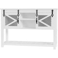 Farmhouse Entryway Table with Sliding Barn Doors, Console Tables for Entryway, Entry Way Table, White