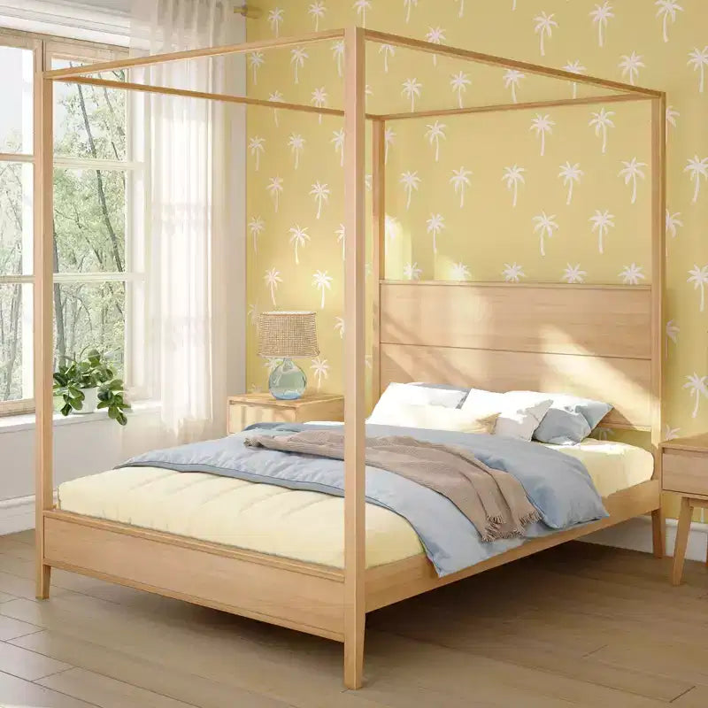 Haven Canopy Bed with Square Post and Wood Headboard (Queen)