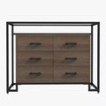 Storage cabinet, six drawers, tempered glass and wooden base, durable steel frame and spacious drawers, suitable for living room, entryway, bedroom.