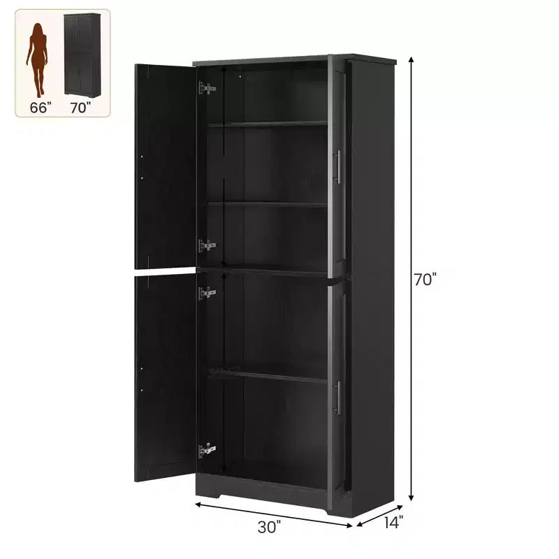 Buffet de rangement, 70 pouces de hauteur, avec portes et étagères réglables, meuble autoportant, idéal pour salle à manger ou salon