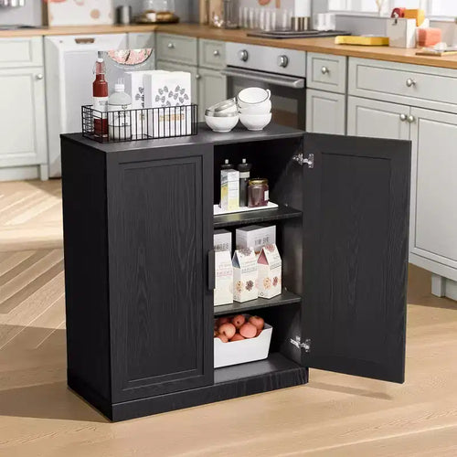 PexFix 36 Wooden Accent Cabinet Storage Modern Sideboard Buffet Cabinet with 2 Doors and Adjustable Shelf for Living Room Dining Room Entryway Black