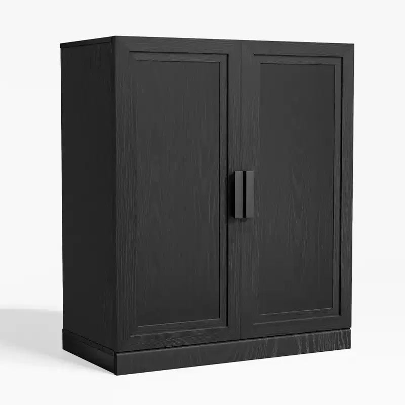 Buffet moderne en bois de 91 cm avec 2 portes et étagère réglable pour salon, salle à manger, entrée, noir