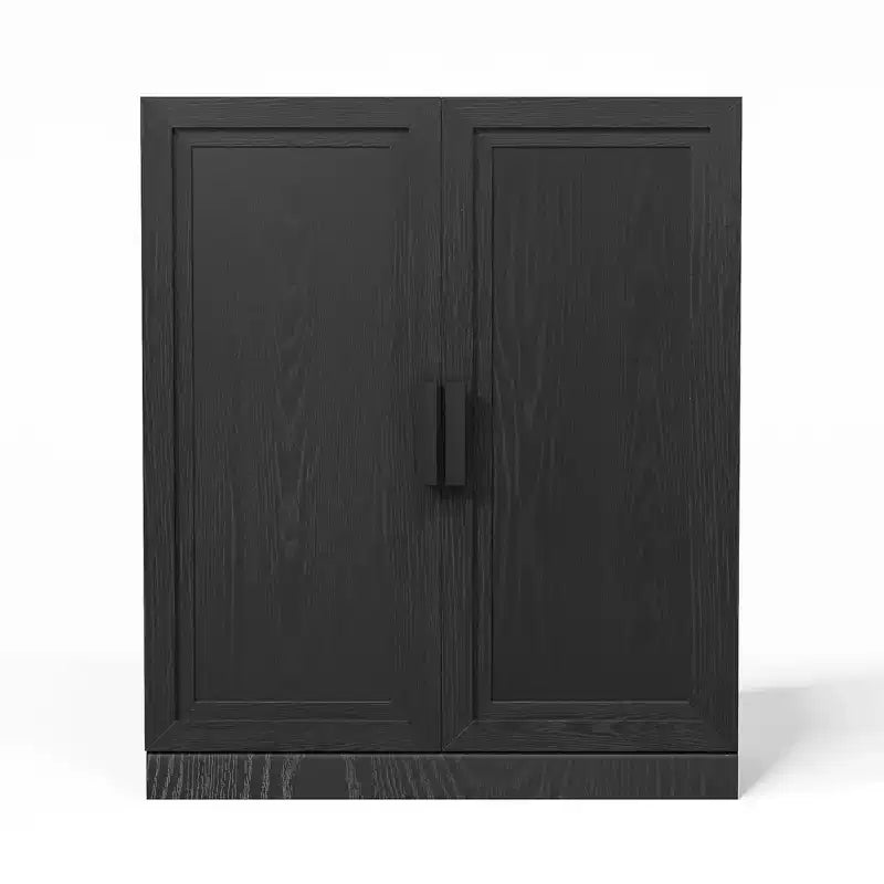 Buffet moderne en bois de 91 cm avec 2 portes et étagère réglable pour salon, salle à manger, entrée, noir