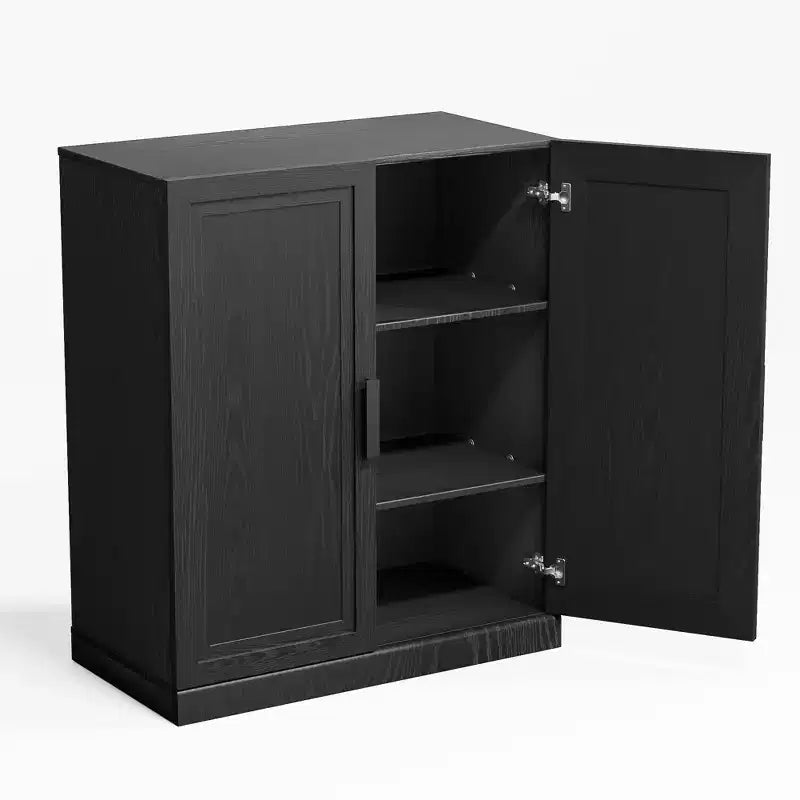 Buffet moderne en bois de 91 cm avec 2 portes et étagère réglable pour salon, salle à manger, entrée, noir