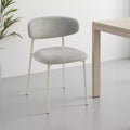 Royal Hampton Side Dining Chair Set of 2, Light Gray Fabric, White Metal Frame