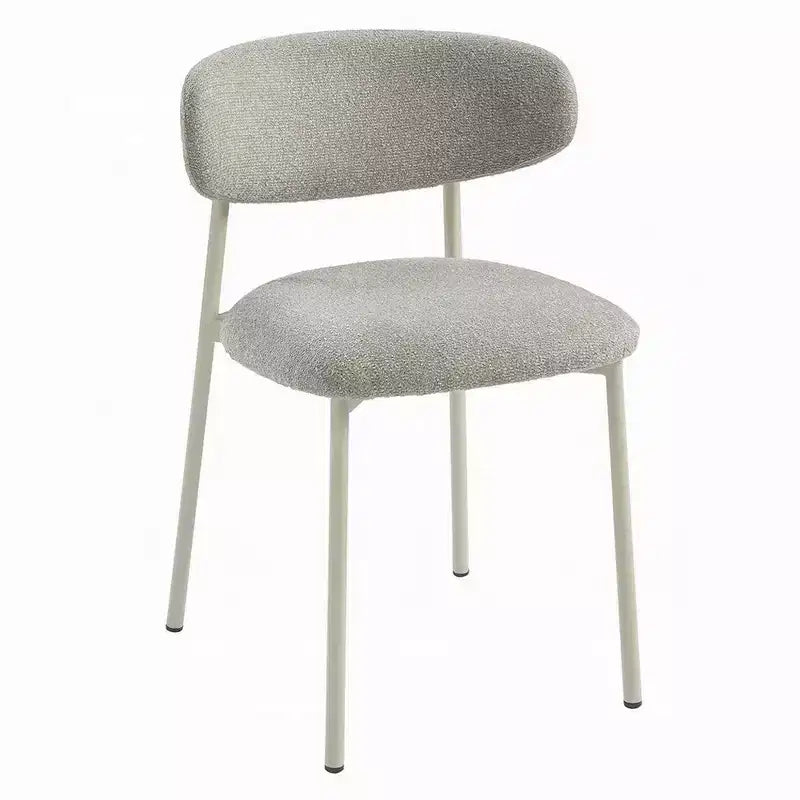 Lot de 2 chaises de salle à manger Royal Hampton, tissu gris clair, structure en métal blanc