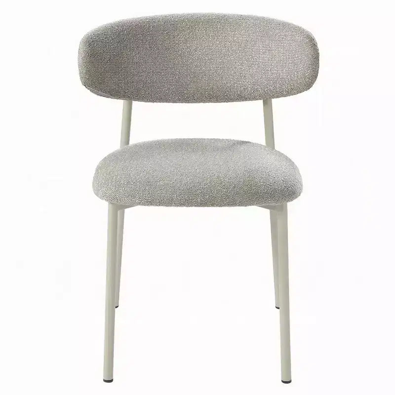 Lot de 2 chaises de salle à manger Royal Hampton, tissu gris clair, structure en métal blanc