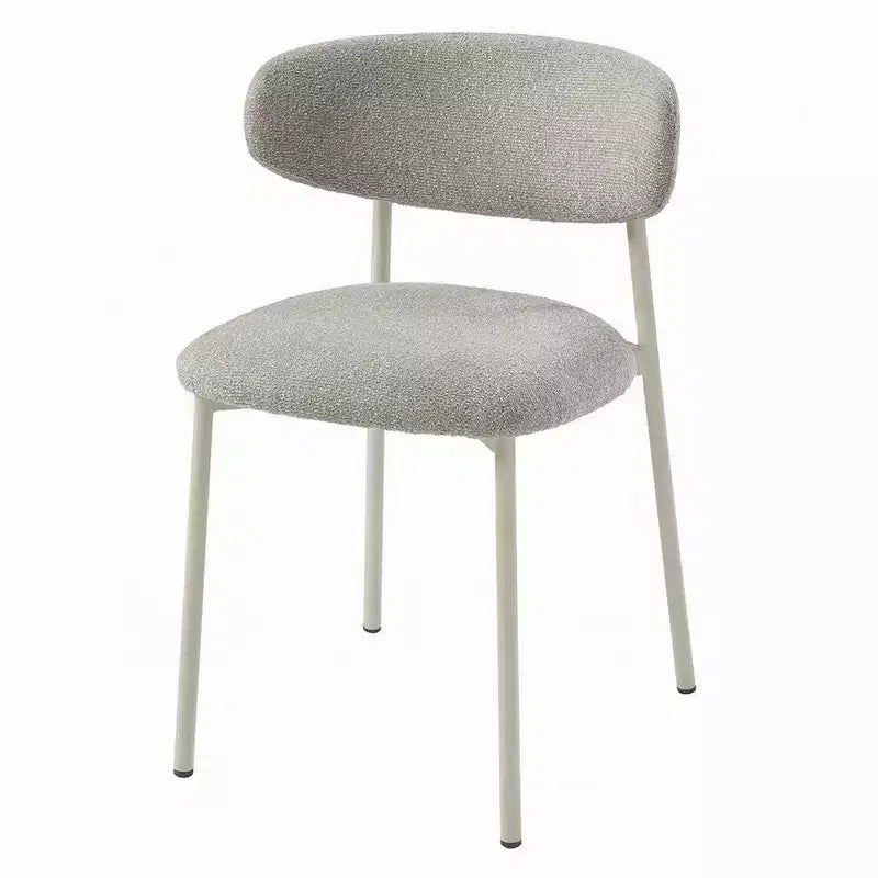 Lot de 2 chaises de salle à manger Royal Hampton, tissu gris clair, structure en métal blanc