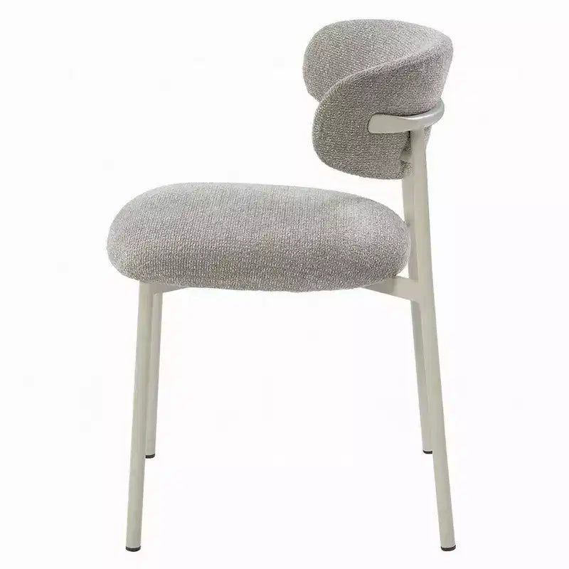 Lot de 2 chaises de salle à manger Royal Hampton, tissu gris clair, structure en métal blanc