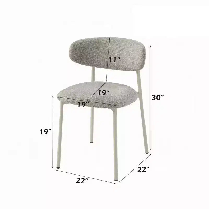 Lot de 2 chaises de salle à manger Royal Hampton, tissu gris clair, structure en métal blanc