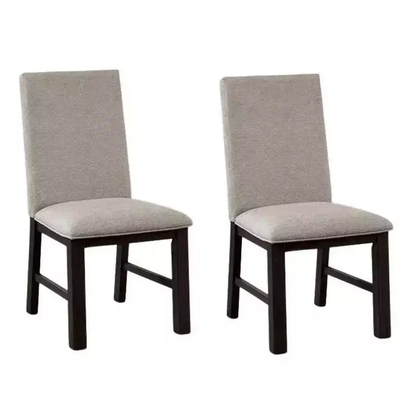 Lot de 2 chaises de salle à manger Royal Hampton, bois noir, polyester plissé gris