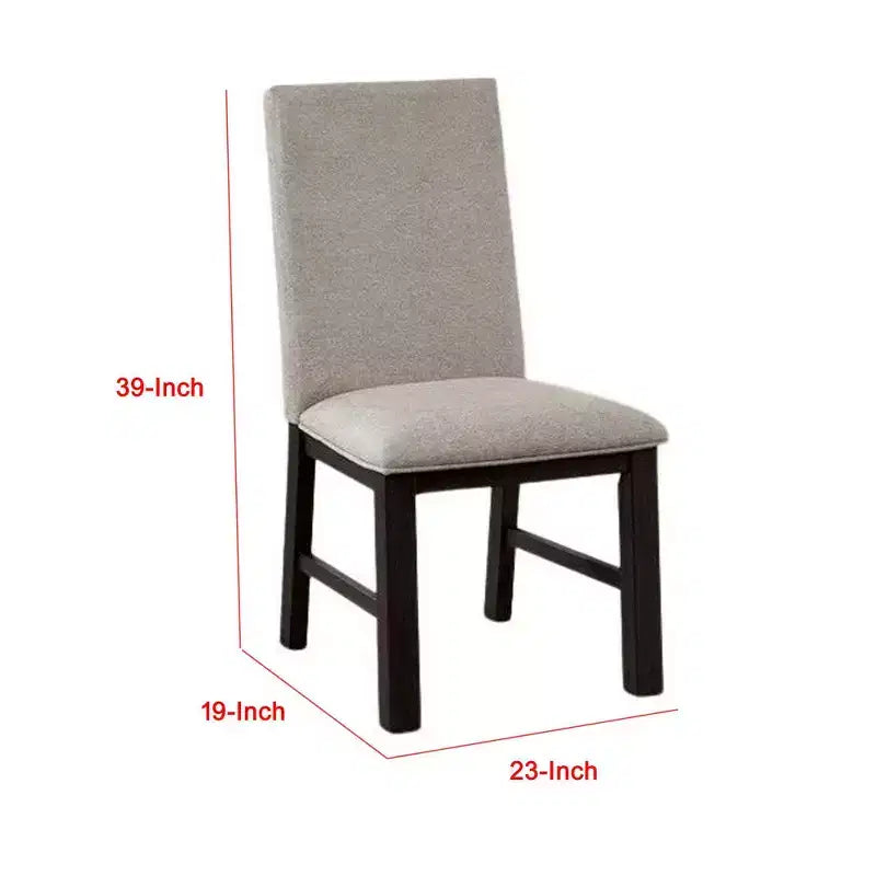 Lot de 2 chaises de salle à manger Royal Hampton, bois noir, polyester plissé gris