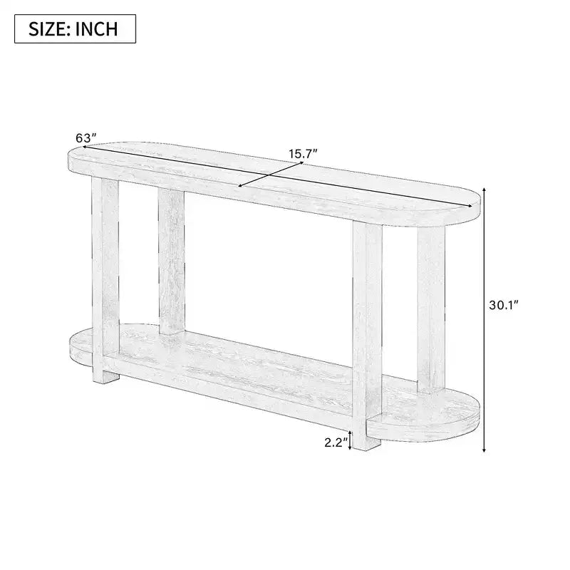 Console minimaliste ovale à 2 niveaux en placage de frêne avec plateau épuré, table d'entrée moderne pour bureau, couloir, salon