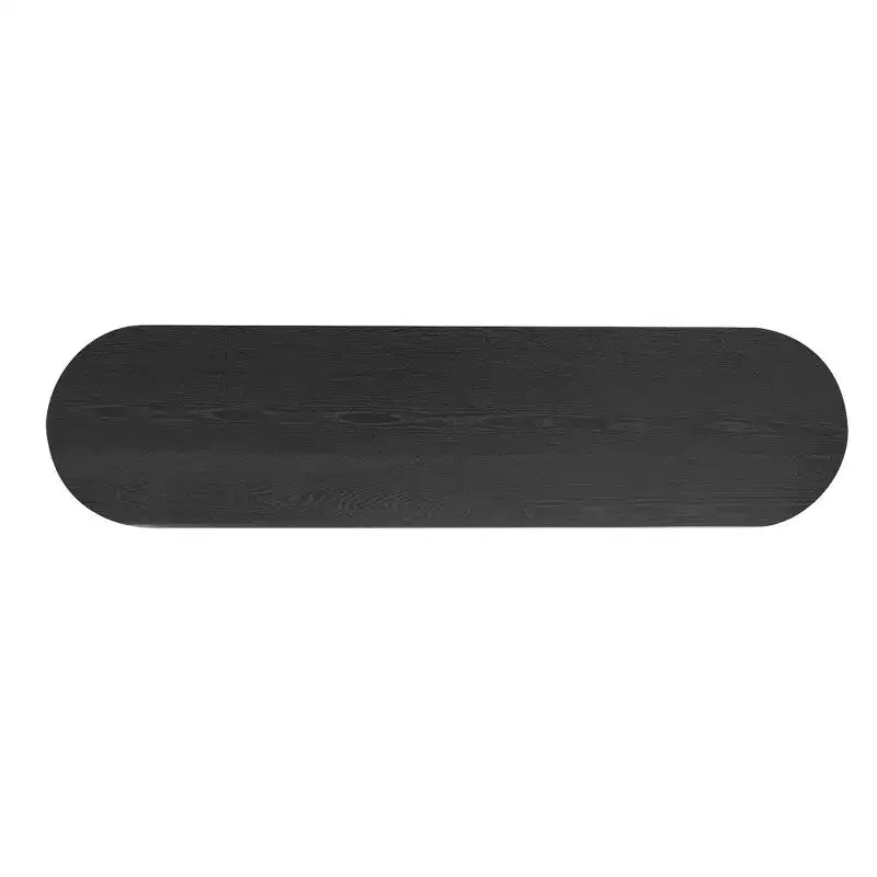 Console minimaliste ovale à 2 niveaux en placage de frêne avec plateau épuré, table d'entrée moderne pour bureau, couloir, salon
