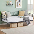 GustoWave Sofa Bed with Trundle, Twin Size Metal Daybed with Floral Headboard,Multifunctional Bed, for Bedroom, Living Room, Guest Room