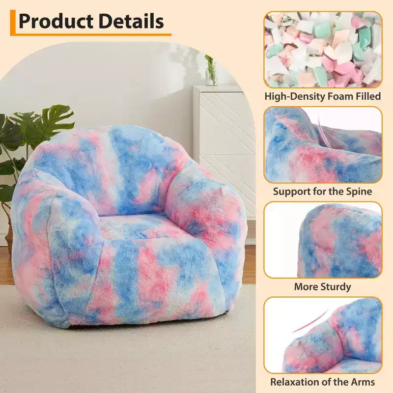 Fauteuil poire pour enfants de 99 cm - Canapé doux et moelleux avec garnissage en éponge, dossier et accoudoirs, chaise de lecture d'une capacité de 17 kg
