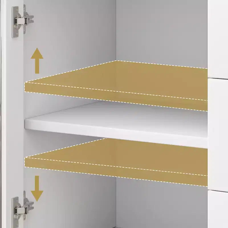 Buffet, meuble de rangement de cuisine avec 2 portes cannelées et 3 tiroirs, buffet de bar à café moderne avec étagère réglable pour salon et salle à manger