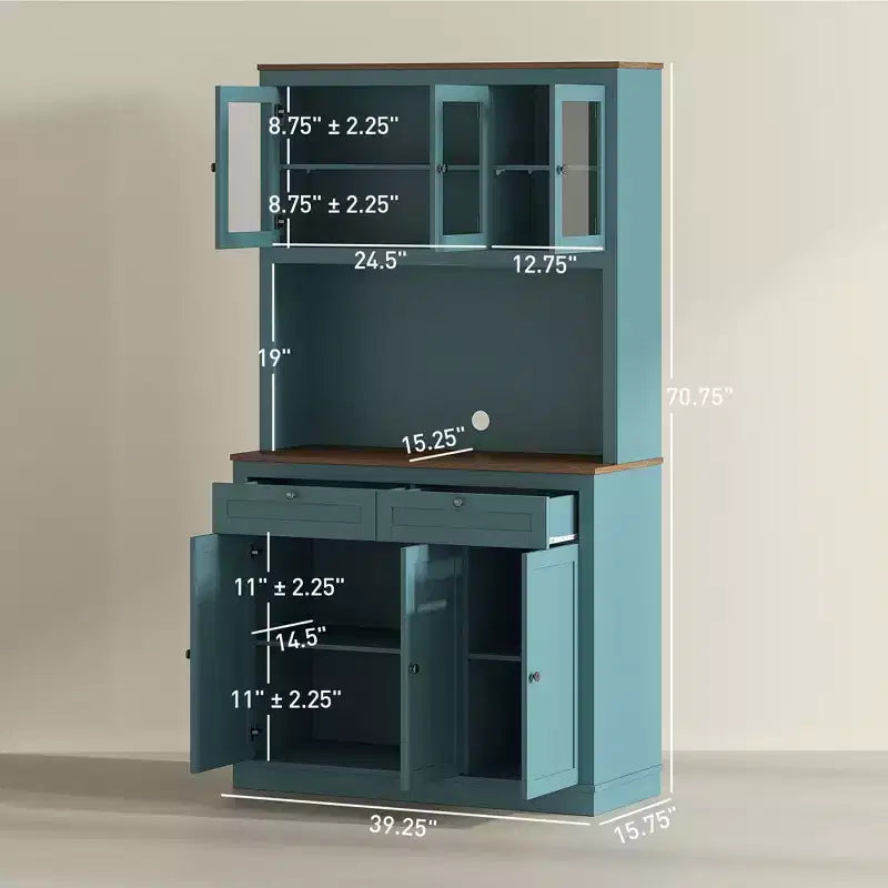 Armoire de cuisine garde-manger de ferme avec 6 portes et support pour micro-ondes, buffet d'appoint bibliothèque pour salon, cuisine