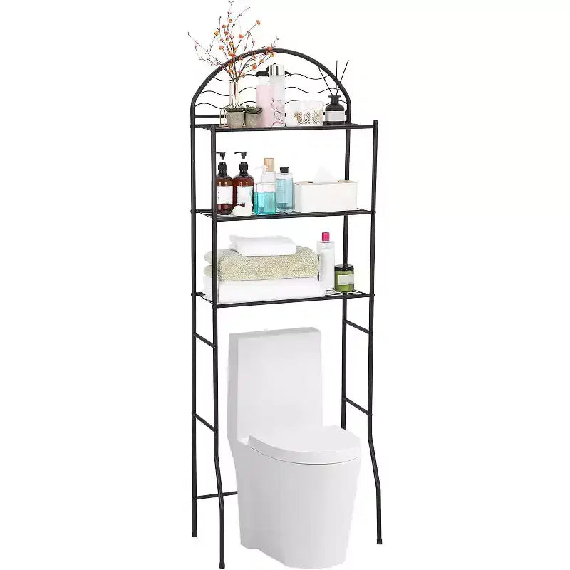 Toilet Storage Rack,3-Tier Freestanding Metal Bathroom Organizer Shelf,Compact Towel and Toilet Storage,Ideal for Apartment