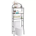 Toilet Storage Rack,3-Tier Freestanding Metal Bathroom Organizer Shelf,Compact Towel and Toilet Storage,Ideal for Apartment