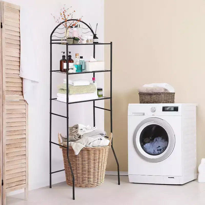 Étagère de rangement WC, étagère de rangement de salle de bain en métal autoportante à 3 niveaux, rangement compact pour serviettes et toilettes, idéale pour appartement