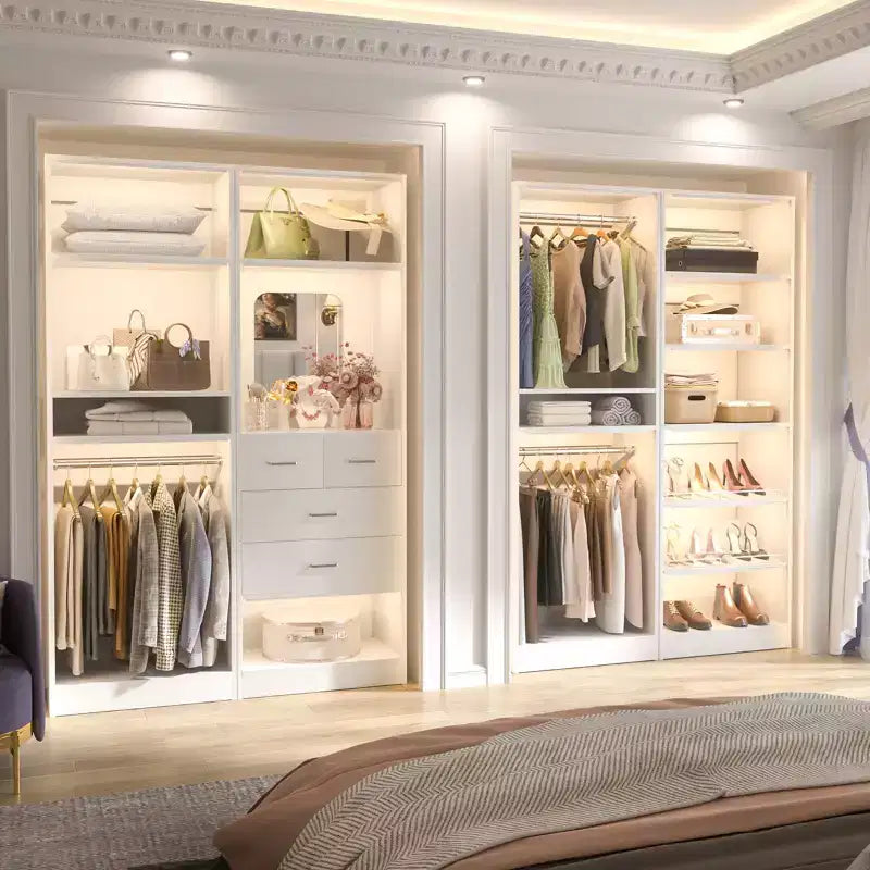 Système de placard avec porte-chaussures et tringles à vêtements