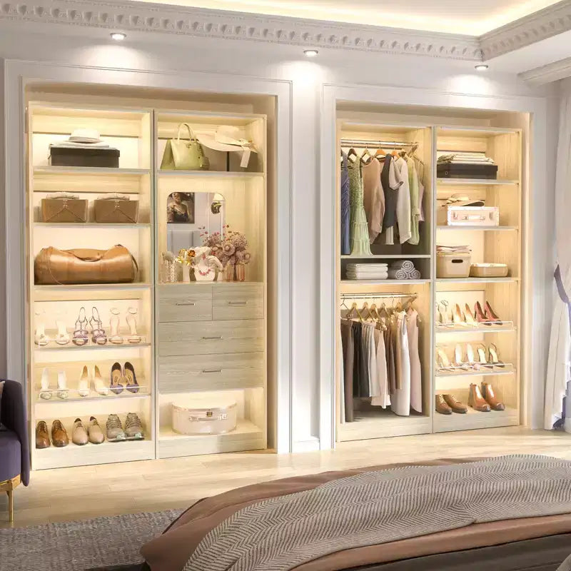 Système de placard avec porte-chaussures et tringles à vêtements