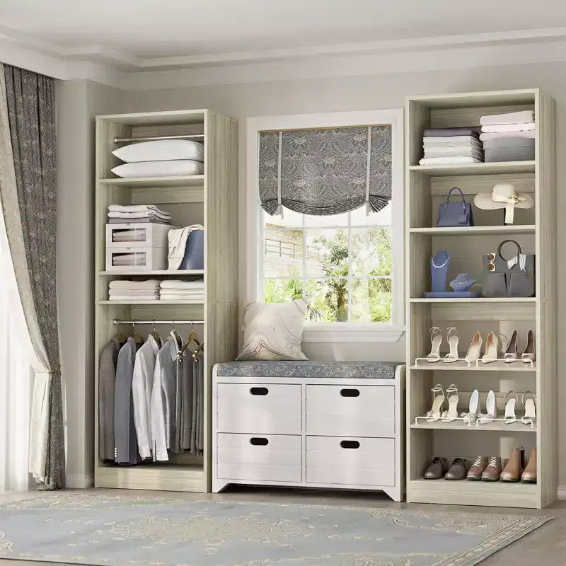 Besiost Closet System with Shoe Racks & Hanging Rods