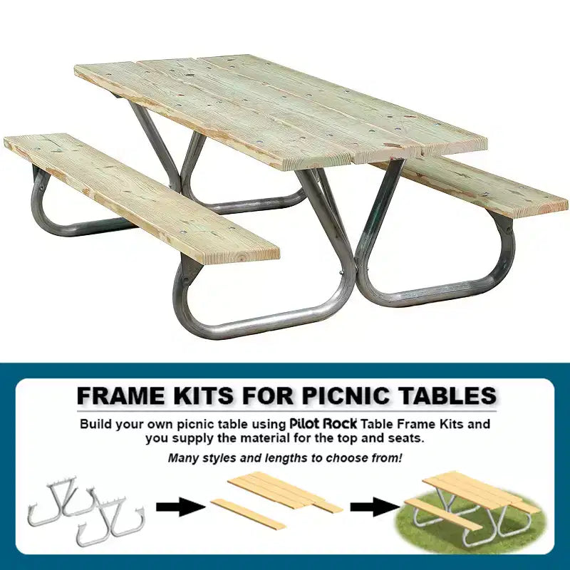 Lot de 4 kits de pieds de table de pique-nique d'extérieur en acier anti-basculement de 1,8 m/2,4 m (cadre uniquement)