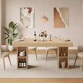 63-Inch Rectangular Dining Table for 6, Wood Construction, Double Pedestal Base with Dual-Sided Storage, Expansive Surface, Reinforced Frame