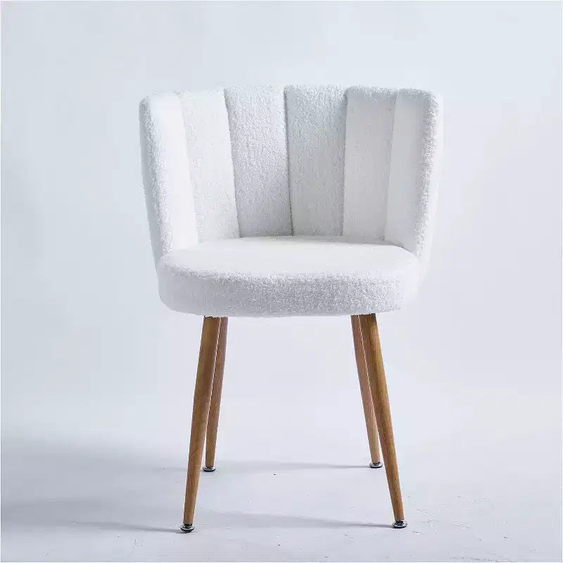 Lot de 3 chaises de salle à manger, chaises d'appoint modernes rembourrées en tissu ras avec design sans accoudoirs, pieds en tube de fer couleur bois, parfaites pour la cuisine, le salon ou le café