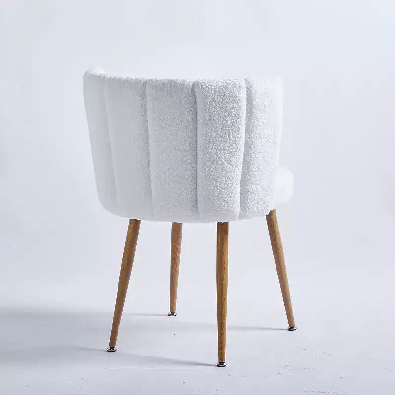 Lot de 3 chaises de salle à manger, chaises d'appoint modernes rembourrées en tissu ras avec design sans accoudoirs, pieds en tube de fer couleur bois, parfaites pour la cuisine, le salon ou le café