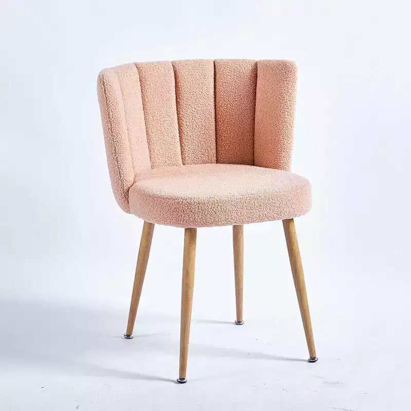 Lot de 3 chaises de salle à manger, chaises d'appoint modernes rembourrées en tissu ras avec design sans accoudoirs, pieds en tube de fer couleur bois, parfaites pour la cuisine, le salon ou le café