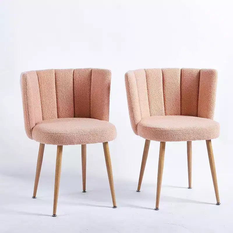 Lot de 3 chaises de salle à manger, chaises d'appoint modernes rembourrées en tissu ras avec design sans accoudoirs, pieds en tube de fer couleur bois, parfaites pour la cuisine, le salon ou le café