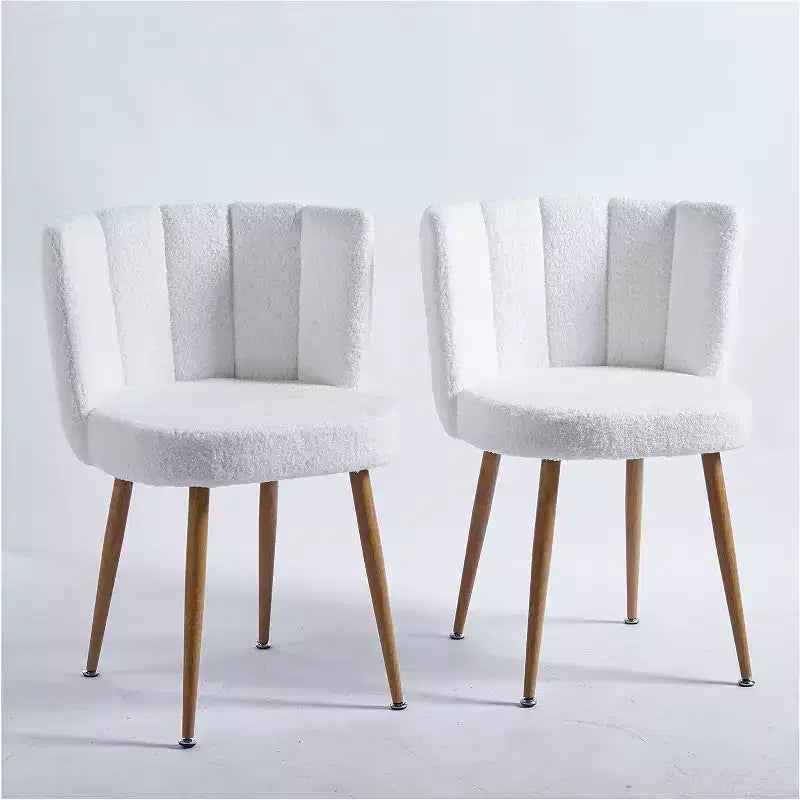 Lot de 3 chaises de salle à manger, chaises d'appoint modernes rembourrées en tissu ras avec design sans accoudoirs, pieds en tube de fer couleur bois, parfaites pour la cuisine, le salon ou le café