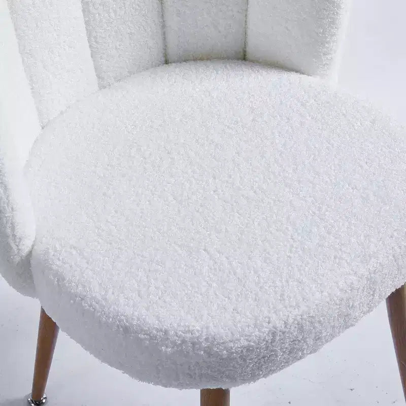 Lot de 3 chaises de salle à manger, chaises d'appoint modernes rembourrées en tissu ras avec design sans accoudoirs, pieds en tube de fer couleur bois, parfaites pour la cuisine, le salon ou le café