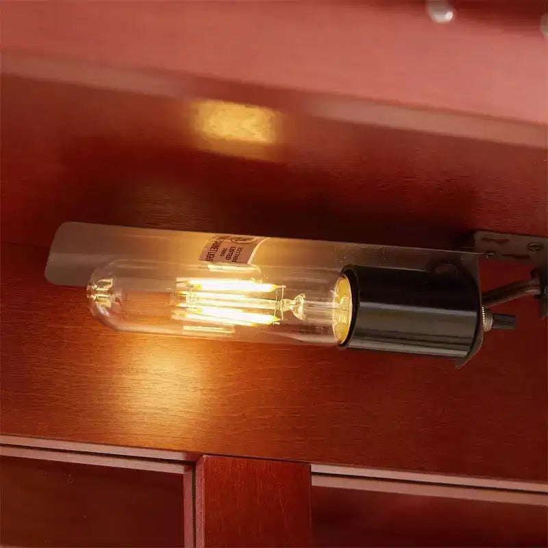 Meuble vitrine éclairé pour bureau à domicile, Vitrine avec portes vitrées et lumières, Vitrine à vin avec étagères en verre réglables, 2 portes et 2 tiroirs