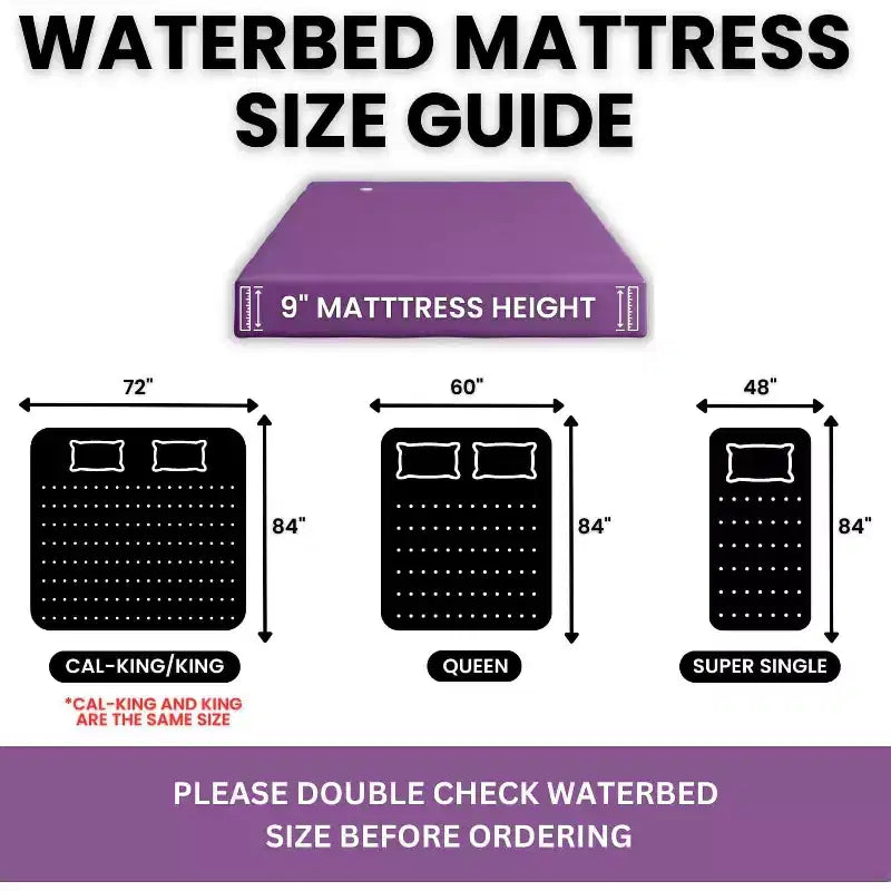 Matelas d'eau à cadre rigide semi-ondulé à 60 %, deux couches de fibres réductrices de vagues – Cadre non inclus
