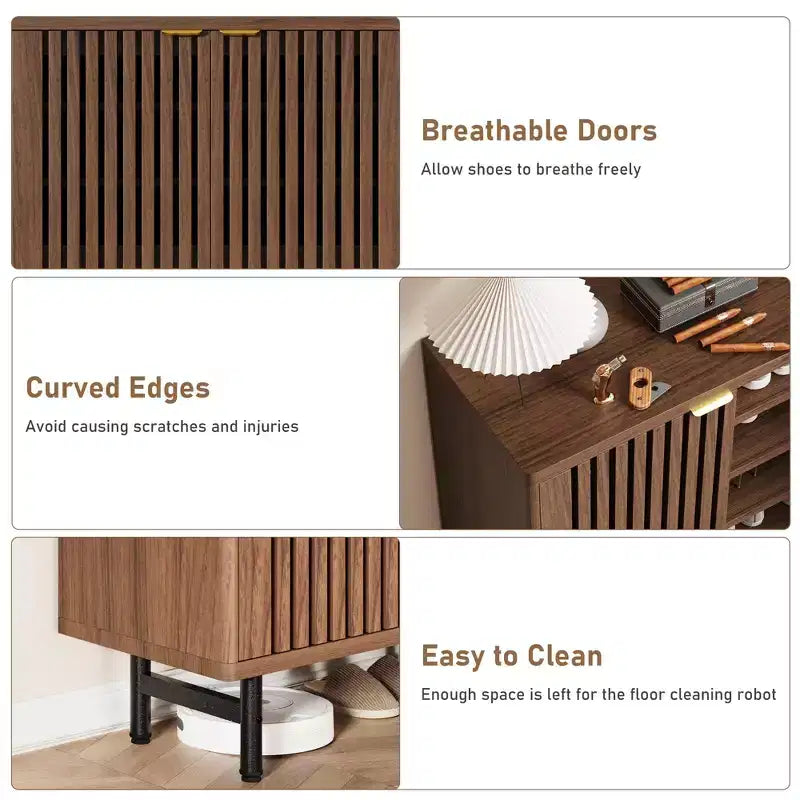 Meuble à chaussures 6 niveaux avec portes, Organisateur de rangement pour 24 paires, Meuble de rangement moderne de style ferme pour entrée ou couloir, Meuble de rangement dissimulé